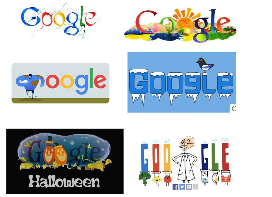 A variety of GOOGLE marks composed of the same basic feature